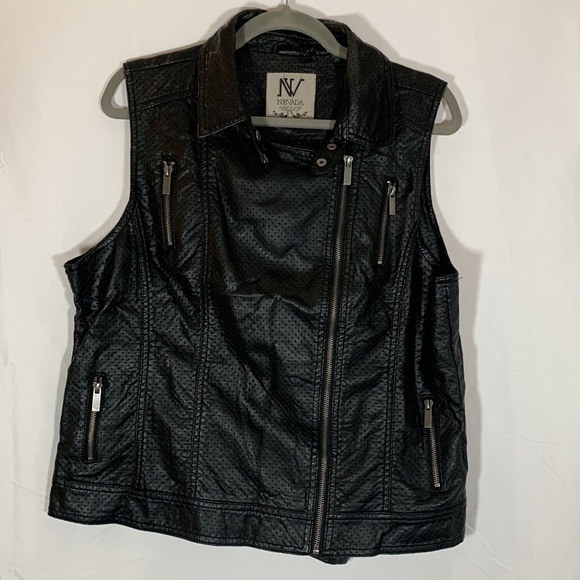 Nevada Faux Leather Style Vest Jacket - Picture 1 of 9